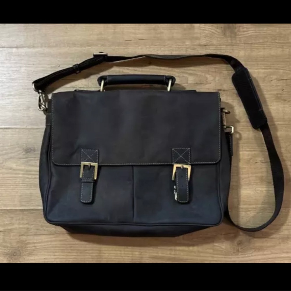 Visconti Berlin Crossbody Messenger Bag Oiled Leather Double Buckle